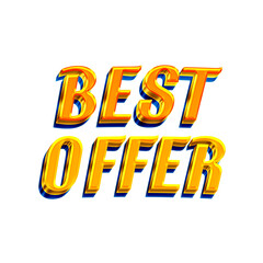 Best Offer 3D Text with Yellow and Orange Gradient, Transparent Background