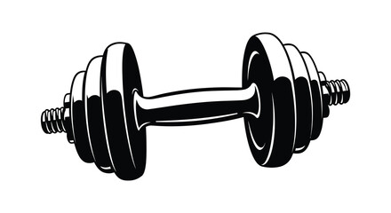 Black and White Dumbbell Illustration for Fitness Exercise and Weightlifting Design.  flat vector , silhouette design
