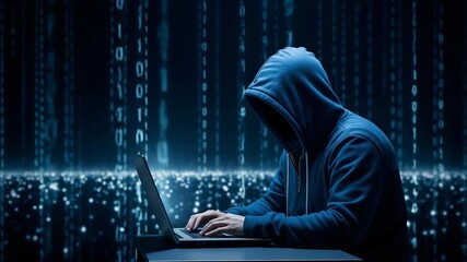 Cybersecurity Threat: Anonymous Hacker Working on Laptop in Dark Room - Powered by Adobe