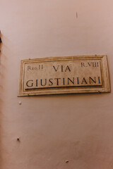 Classical Roman Street Sign. Rome