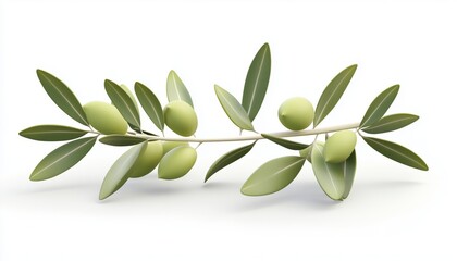 Naklejka premium Green Olive Branch Dipped In Water. The Leaves Are A Vibrant Shade Of Green, Contrasting Beautifully With The Clear Water Surrounding It.