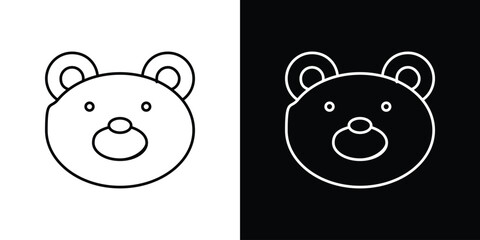 Teddy bear icon or logo, simple minimal style. outline doodle icon.