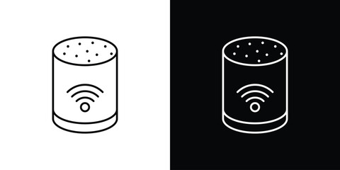 Smart speaker icon or logo, simple minimal style. outline doodle icon.