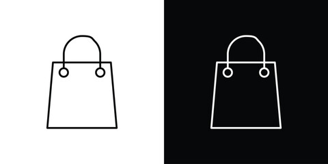 Shopping bag icon or logo, simple minimal style. outline doodle icon.