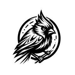 Fototapeta premium Illustration of a cardinal bird isolated on white background in black color