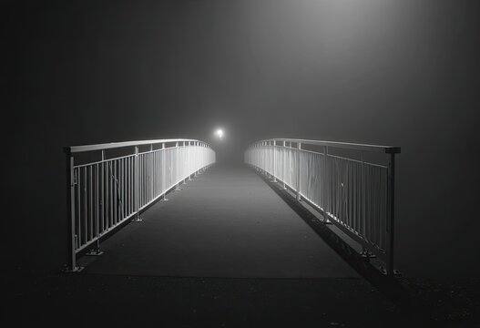 Foggy bridge at night