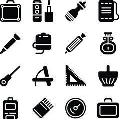Stationery and Office Supplies Icon Collection school education