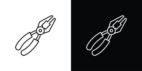 Pliers icon or logo, simple minimal style. outline doodle icon.