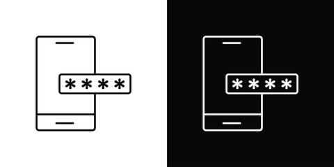 Otp sms password icon or logo, simple minimal style. outline doodle icon.