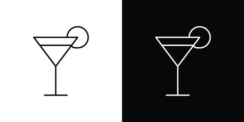Martini glass icon or logo, simple minimal style. outline doodle icon.
