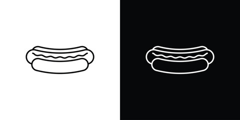 Hot dog icon or logo, simple minimal style. outline doodle icon.