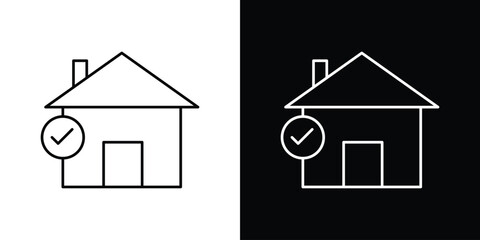 Home insurance icon or logo, simple minimal style. outline doodle icon.