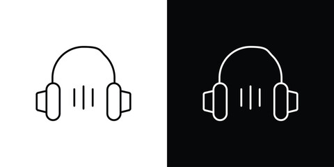 Headphones icon or logo, simple minimal style. outline doodle icon.