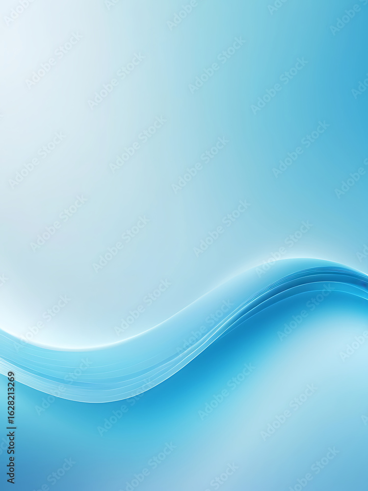 Poster abstract flowing blue waves on a smooth gradient background ai