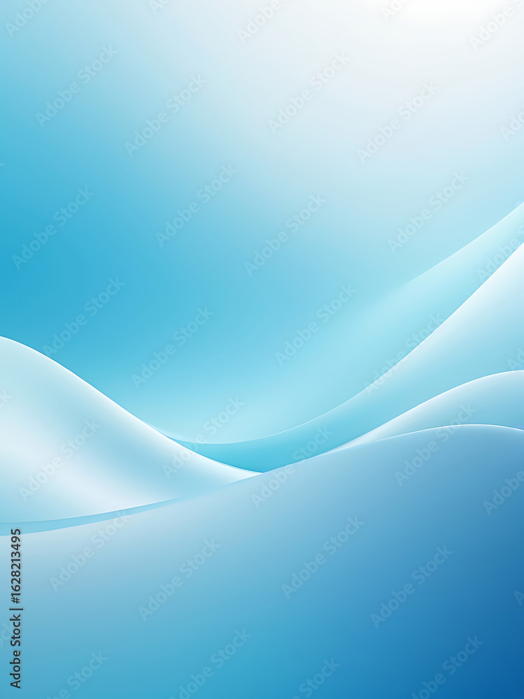 Poster abstract flowing blue waves on a smooth gradient background ai