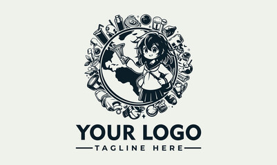 Epic Black Vector of Anime Hero Protecting Earth from Destruction and Waste