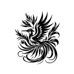 Obraz premium Illustration of a phoenix isolated on white background, rising from the ashes