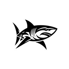 Obraz premium Shark silhouette illustration isolated on white background in black color