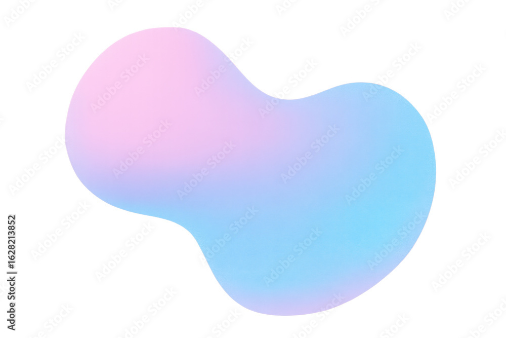 Poster colorful organic gradient blob featuring rounded fluid lines, floating on transparent backdrop with 