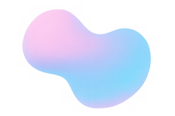 Colorful organic gradient blob featuring rounded fluid lines, floating on transparent backdrop with contemporary design potential