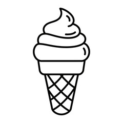 Sweet Summer Treat A simple, clean line art depiction of a classic ice cream cone, exuding a sense of refreshing delight and summertime joy.