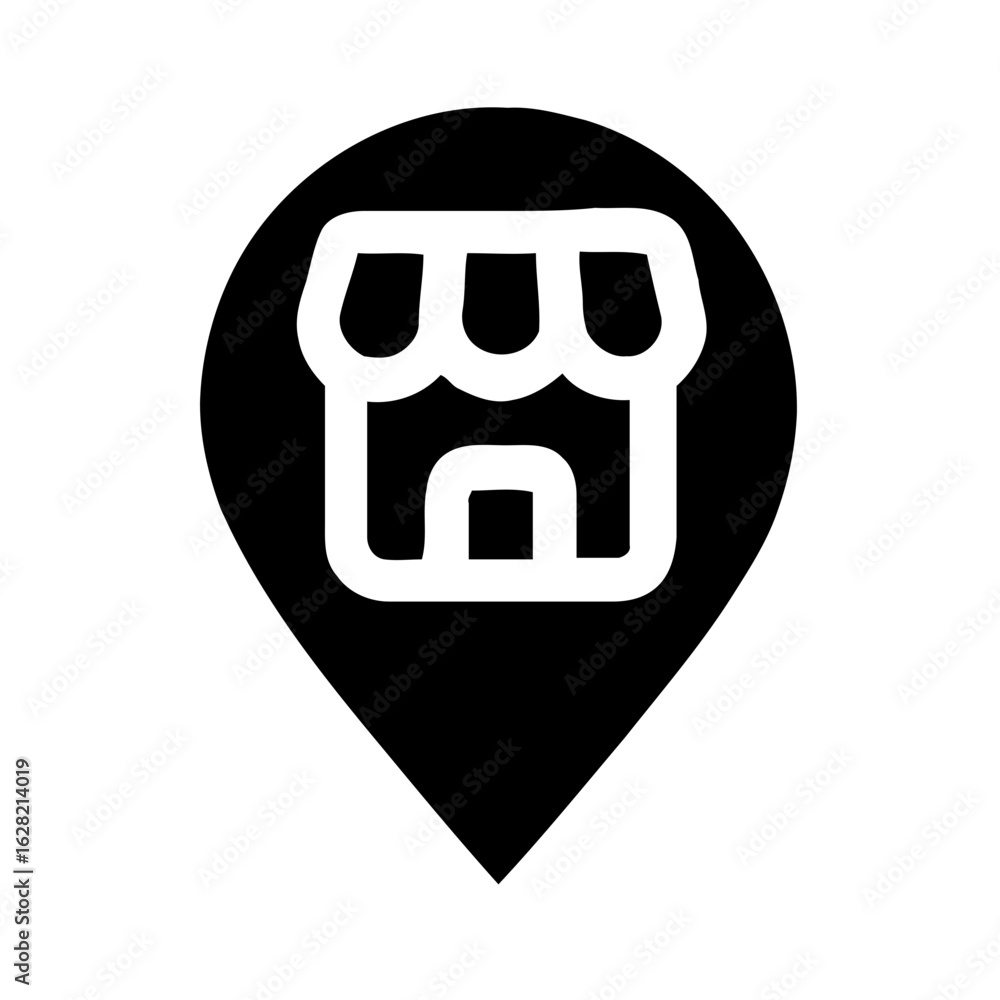 Poster minimalist simple store location pointer icon shape symbol isolated