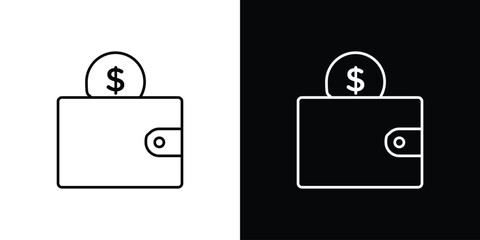 Cryptocurrency wallet icon or logo, simple minimal style. outline doodle icon.