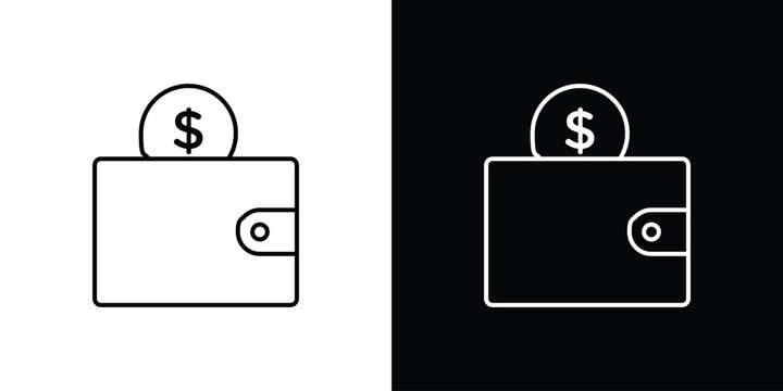 Cryptocurrency wallet icon or logo, simple minimal style. outline doodle icon.