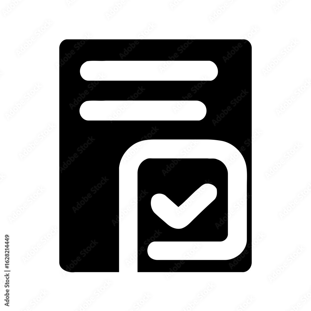 Poster simple line style document checkmark shape complete task icon illustration