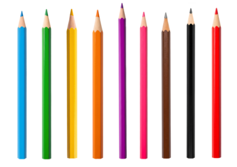 colored pencils set PNG. Bunch of coloured pencils top view flat lay isolated for back to school concept. Coloured pencils as school supply for art class and projects PNG