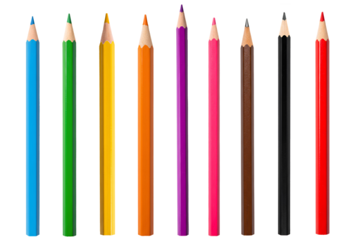 colored pencils set PNG. Bunch of coloured pencils top view flat lay isolated for back to school concept. Coloured pencils as school supply for art class and projects PNG