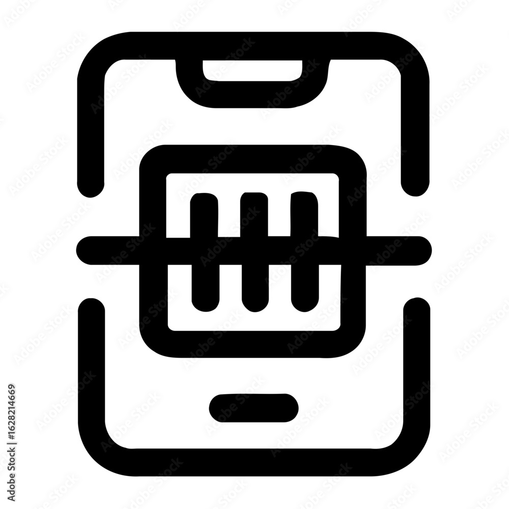 Poster outline simple line phone scan code technology icon symbol