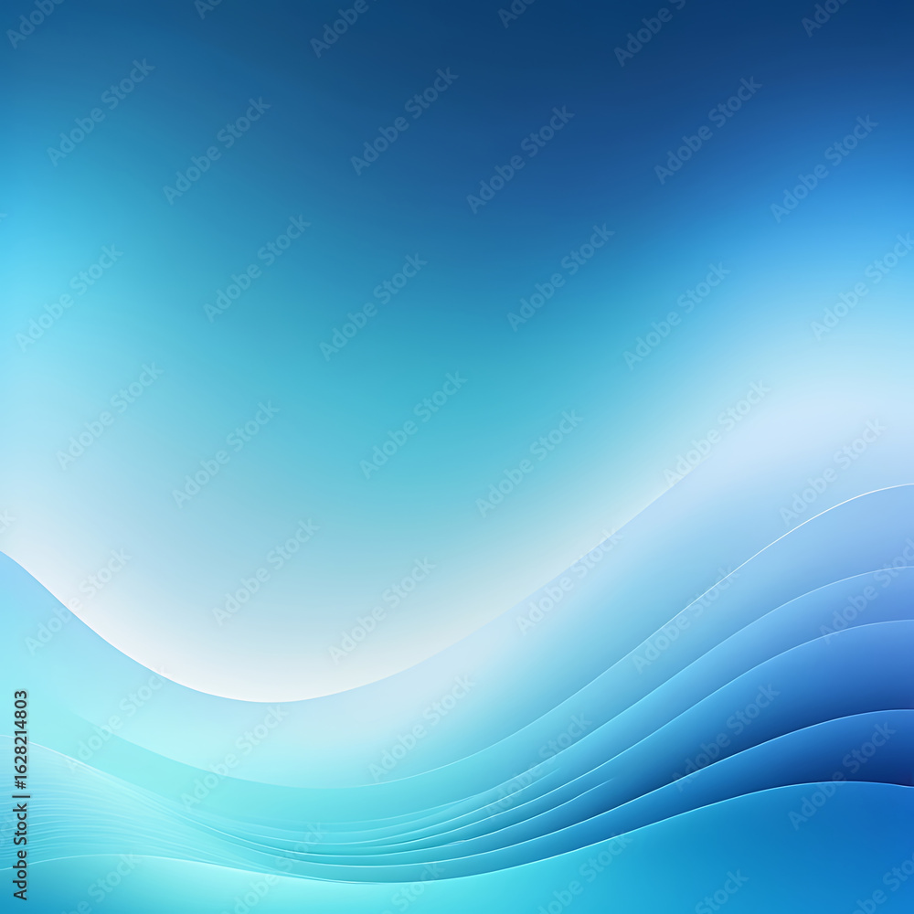 Poster abstract flowing blue waves on a smooth gradient background ai