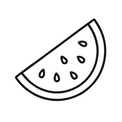Black and White Watermelon Slice Illustration, Isolated on White Background, Food Design Concept