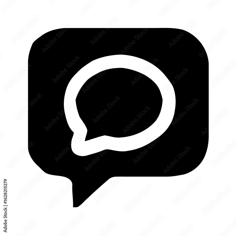 Poster simple minimalist black chat bubble rounded square shape icon element