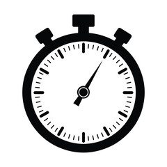 Stopwatch Icon &ndash; Black Timer Silhouette Vector for Countdown, Speed Tracking, Fitness, and Time Management