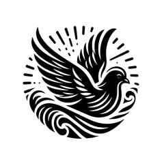 Elegant Stylized Dove of Peace in Flight.