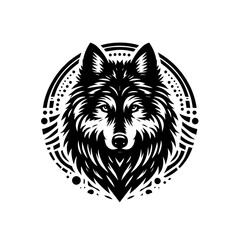 Majestic Wolf Head in a Tribal Ornamental Frame.