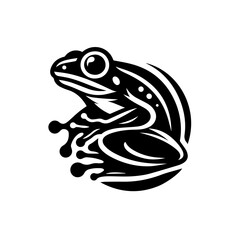 Stylized black frog silhouette vector logo icon.