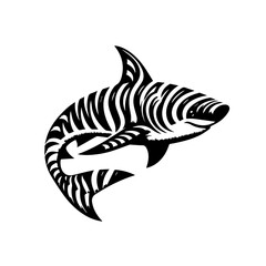 Zebra Striped Shark Vector Illustration.