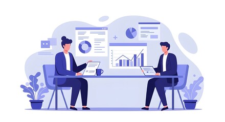 Business Partners Discussing Cash Flow Projections With Charts In Modern Office, Collaborating On Financial Planning, Budgeting, And Strategic Decision-Making For Company Growth And Success