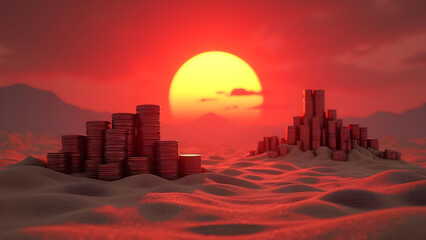 Obraz premium The Economic Desert: Where Capital Turns to Dust