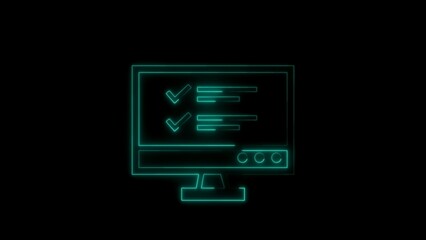 Neon style computer screen displaying a checklist with green glowing outline on black background