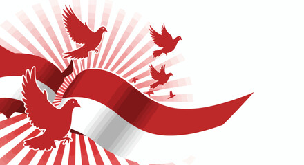 Doves and Red-White Ribbon