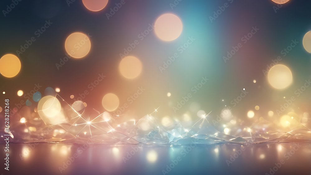 Poster festive golden sparkles and colorful bokeh light abstract background ai