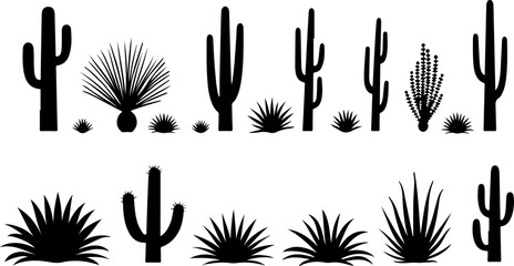 Cactus and Desert Plant Silhouettes Collection