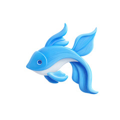 Beautifully Designed Blue Fish with Artistic and Abstract Elements on Black Backdrop