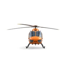 Orange helicopter front view isolated on white background