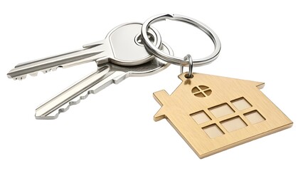 Silver Keys with Golden House Keychain Home Ownership and Security