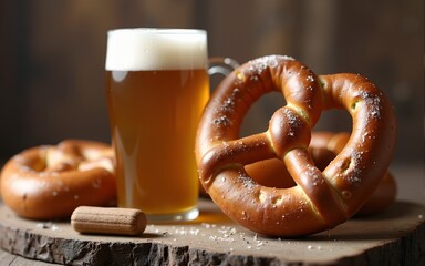 pretzel and beer for german oktoberfest. High quality